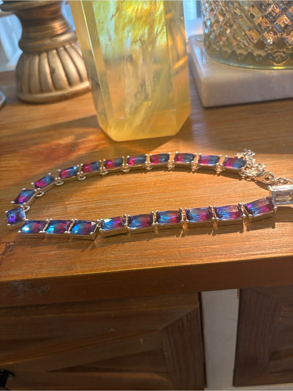 NIB - Kirks Folly- Multicolor Crystal Tennis Necklace - Women Jewelry -16” inch